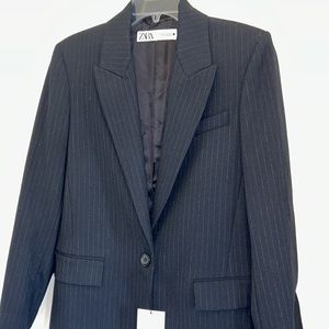 ZARA Black Pinstripe Blazer New with Tags size XS